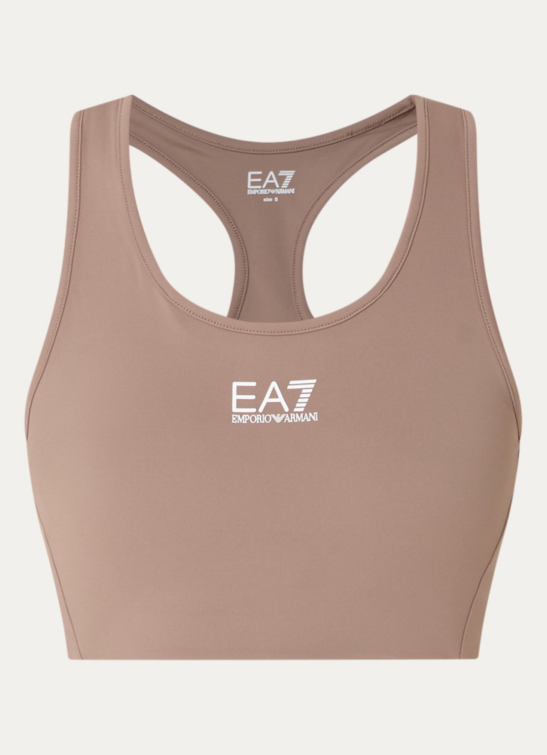 Armani Sport bh met medium support en logo - voorkant 2 taupe