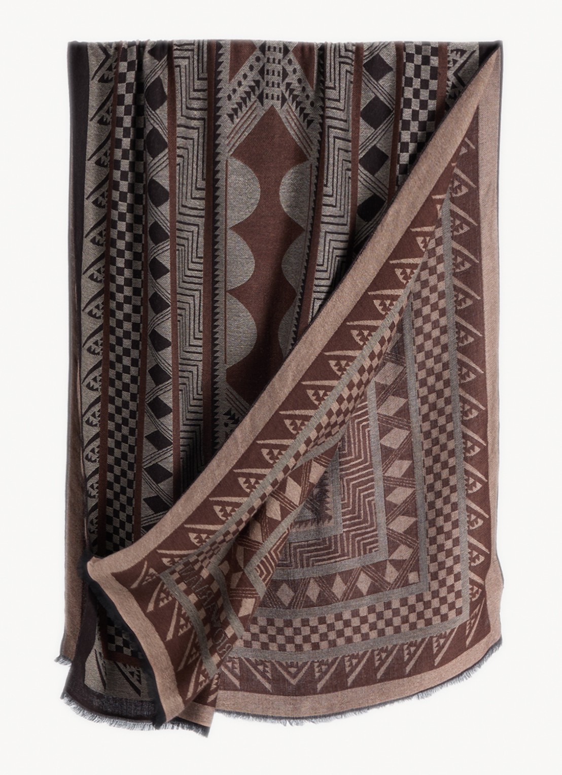 Armani Stole sjaal met grafische print 178 x 72 cm - detail 2 bruin