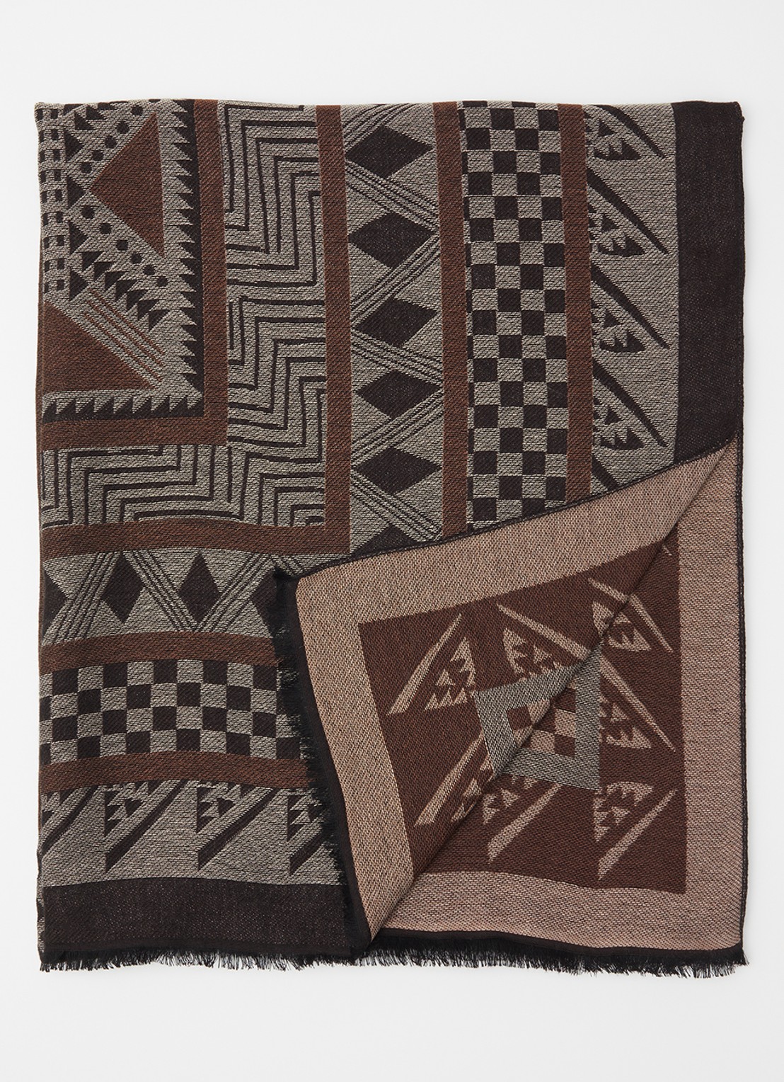 Armani Stole sjaal met grafische print 178 x 72 cm - voorkant bruin