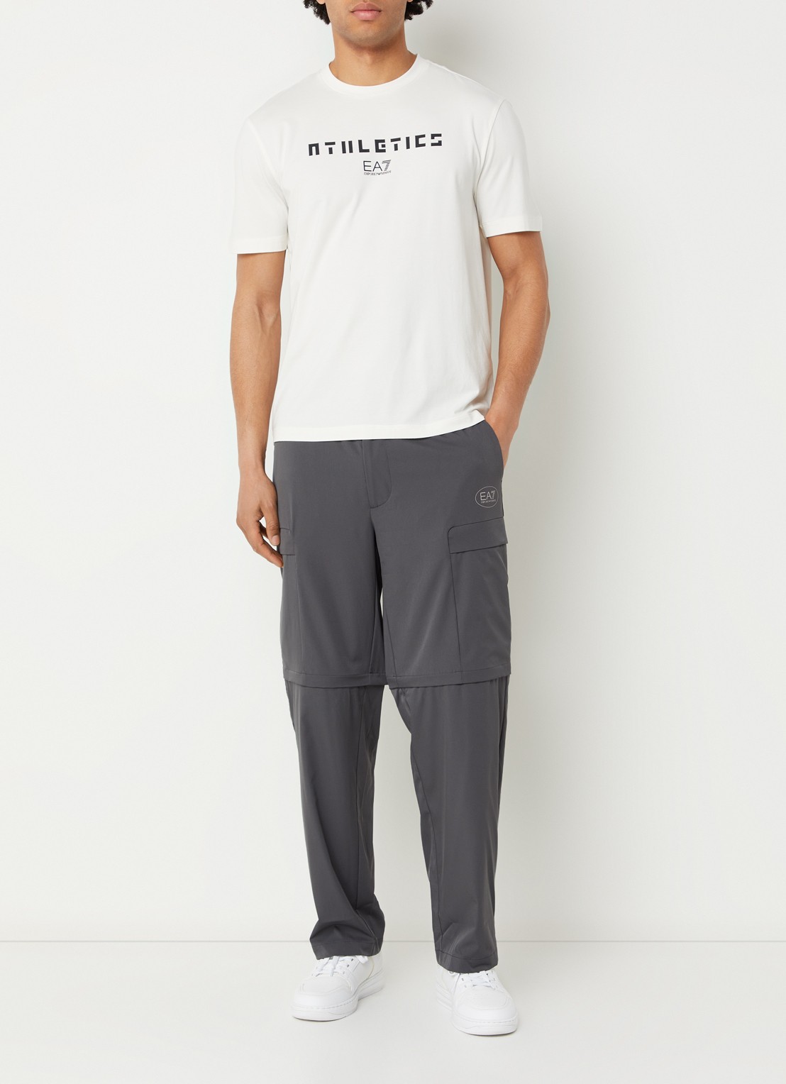 Armani Straight fit broek met logo en steekzakken - voorkant 4 antraciet