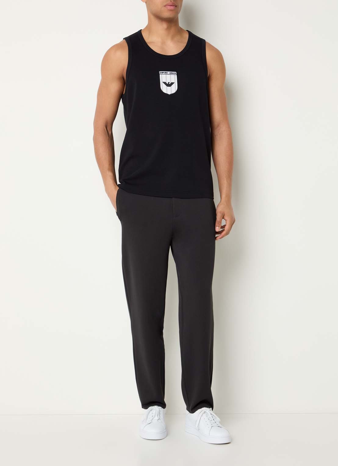 Armani Straight fit broek met steekzakken - voorkant 4 antraciet