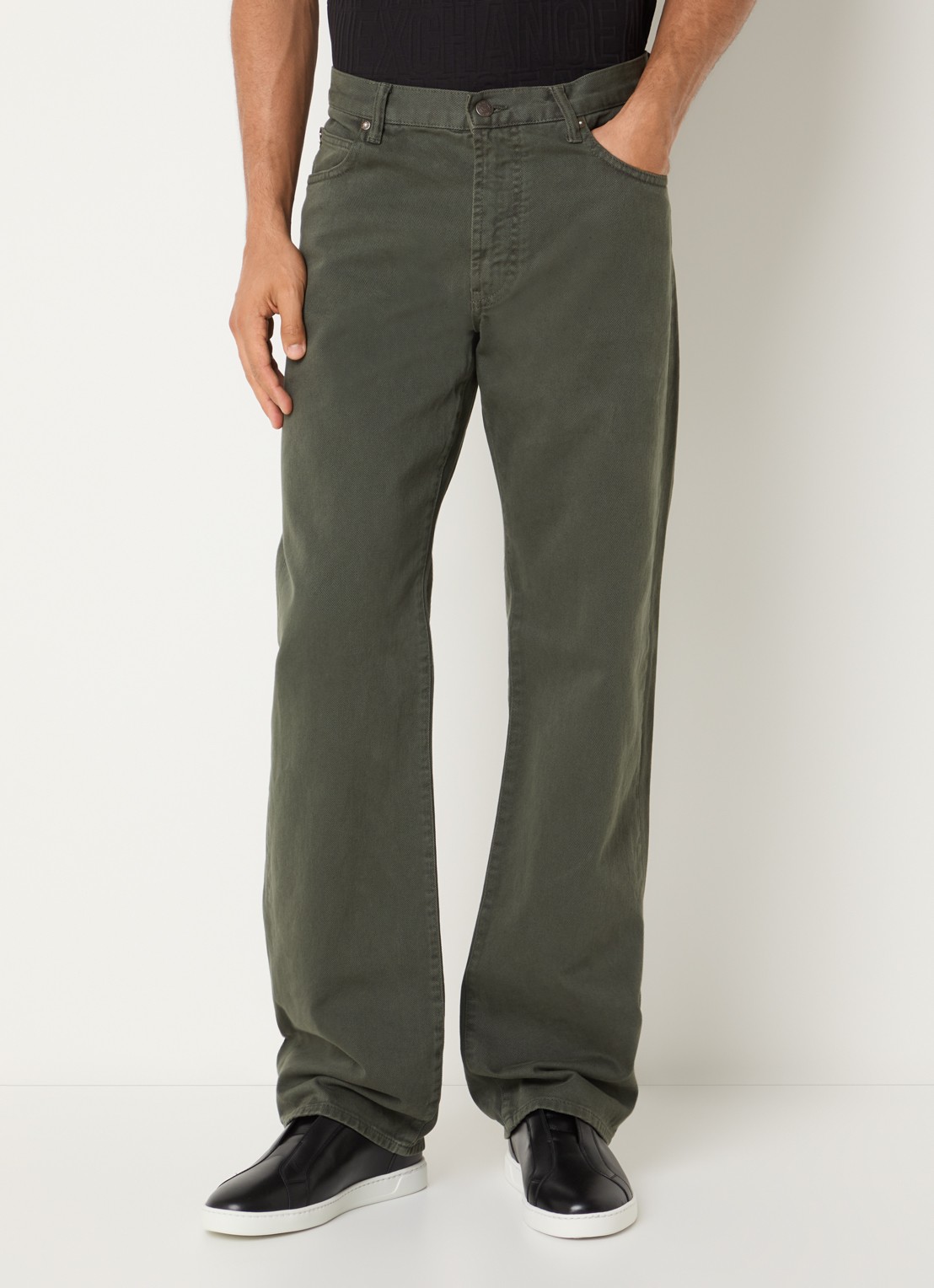 Armani Straight fit broek met steekzakken - detail groen