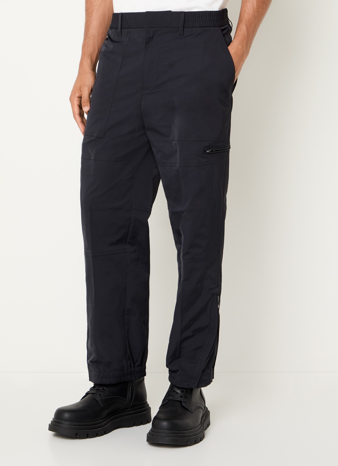 Armani Straight fit cargobroek met steekzakken - detail 2 donkerblauw
