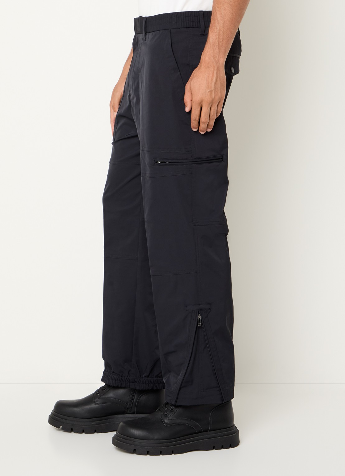 Armani Straight fit cargobroek met steekzakken - detail 3 donkerblauw