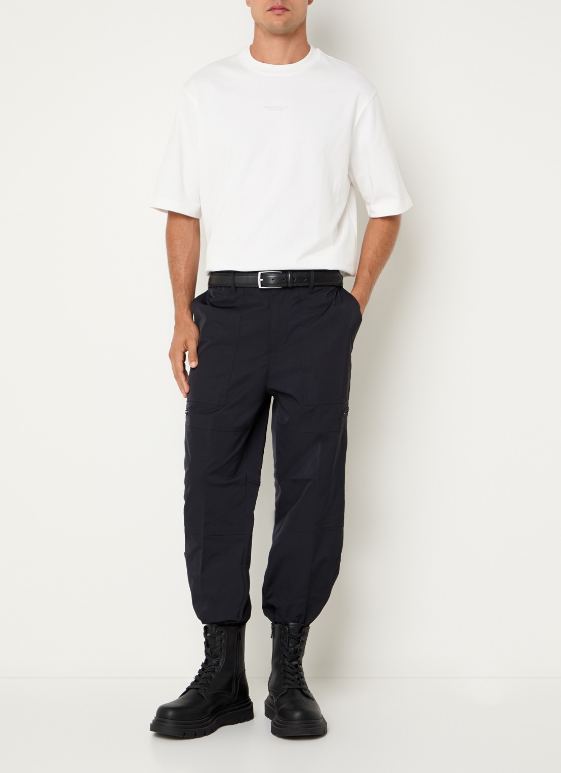 Armani Straight fit cargobroek met steekzakken - voorkant 5 donkerblauw
