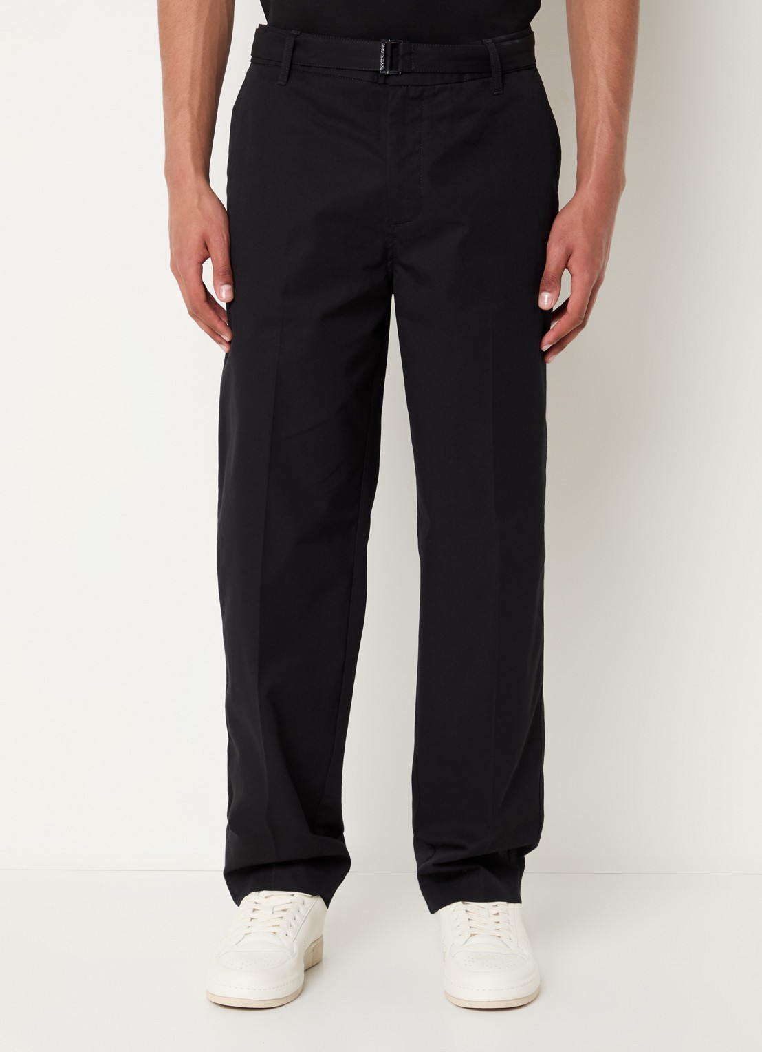 Armani Straight fit chino met ceintuur en steekzakken - detail 4 zwart