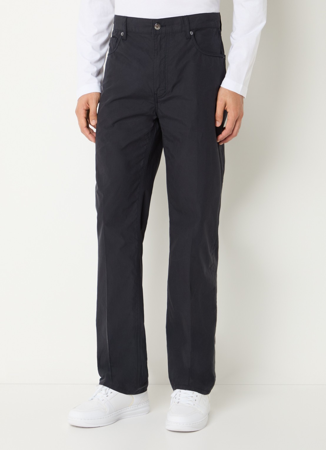 Armani Straight fit chino met steekzakken - detail 4 donkerblauw
