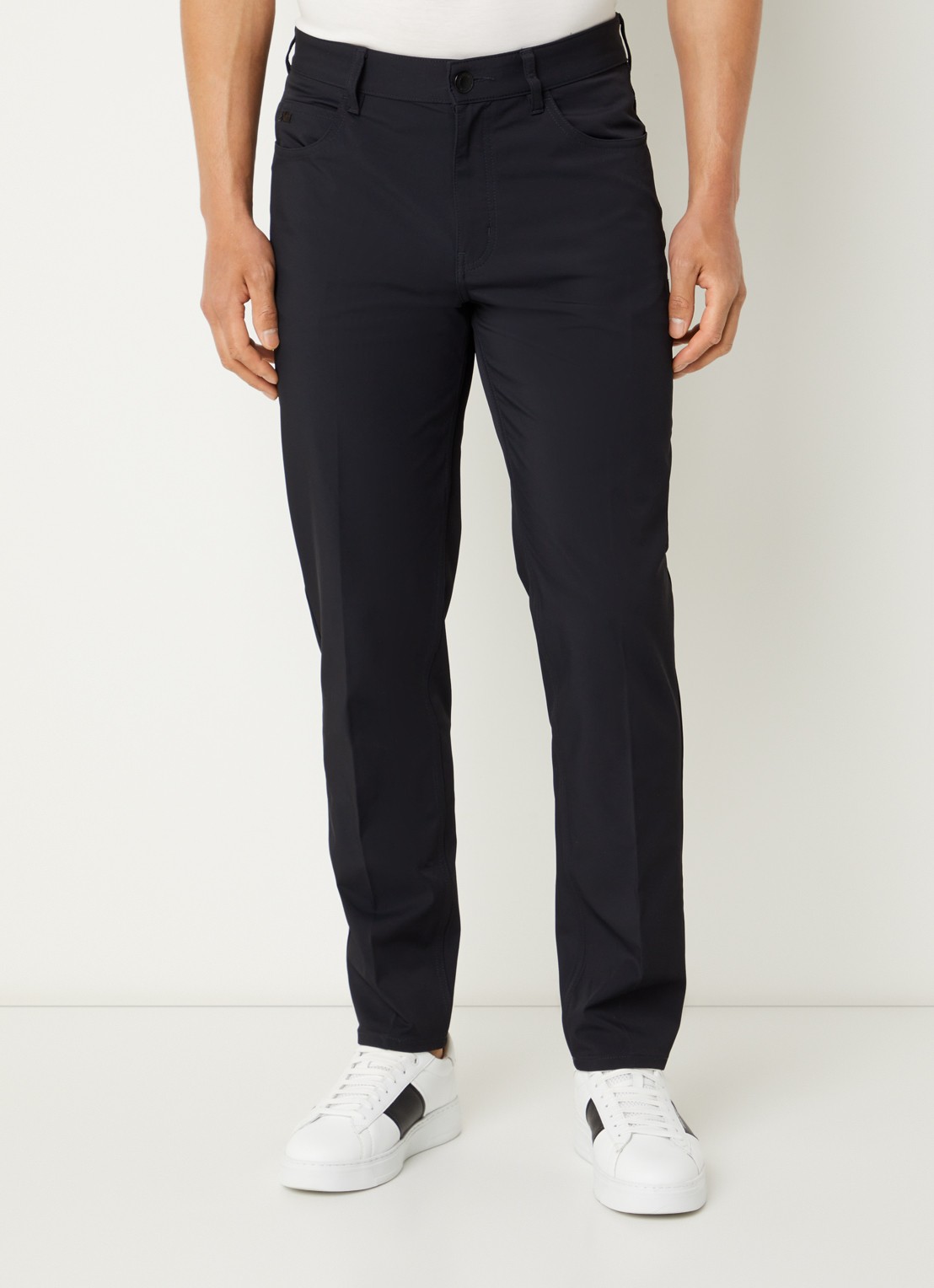 Armani Straight fit chino met steekzakken - detail 4 donkerblauw