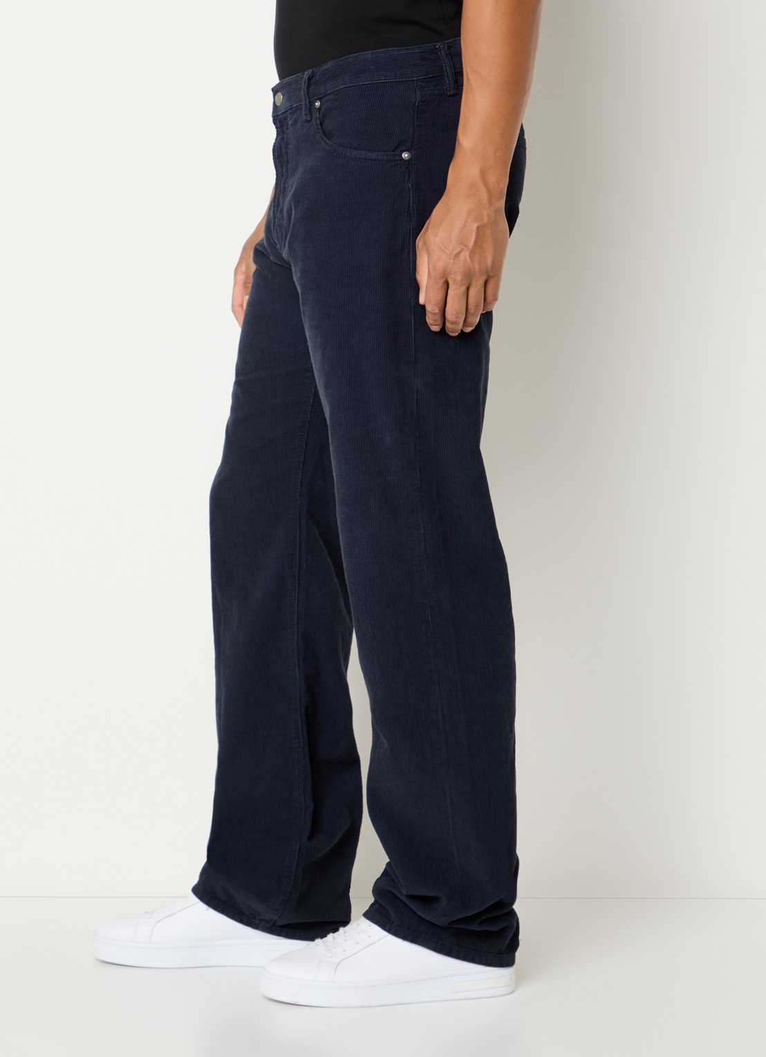 Armani Straight fit chino van corduroy  - detail 4 donkerblauw