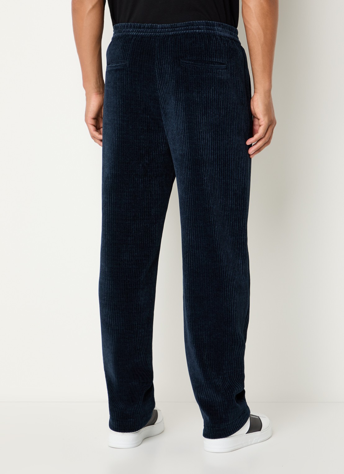 Armani Straight fit chino van corduroy - achterkant 3 donkerblauw