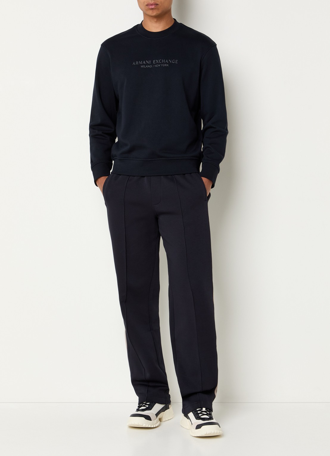 Armani Straight fit joggingbroek met steekzakken - voorkant 3 donkerblauw