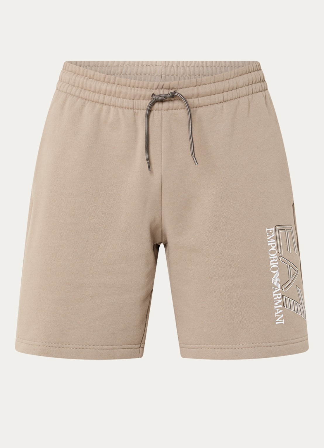 Armani Straight fit joggingbroek met trekkoord en logo - voorkant donkerbeige