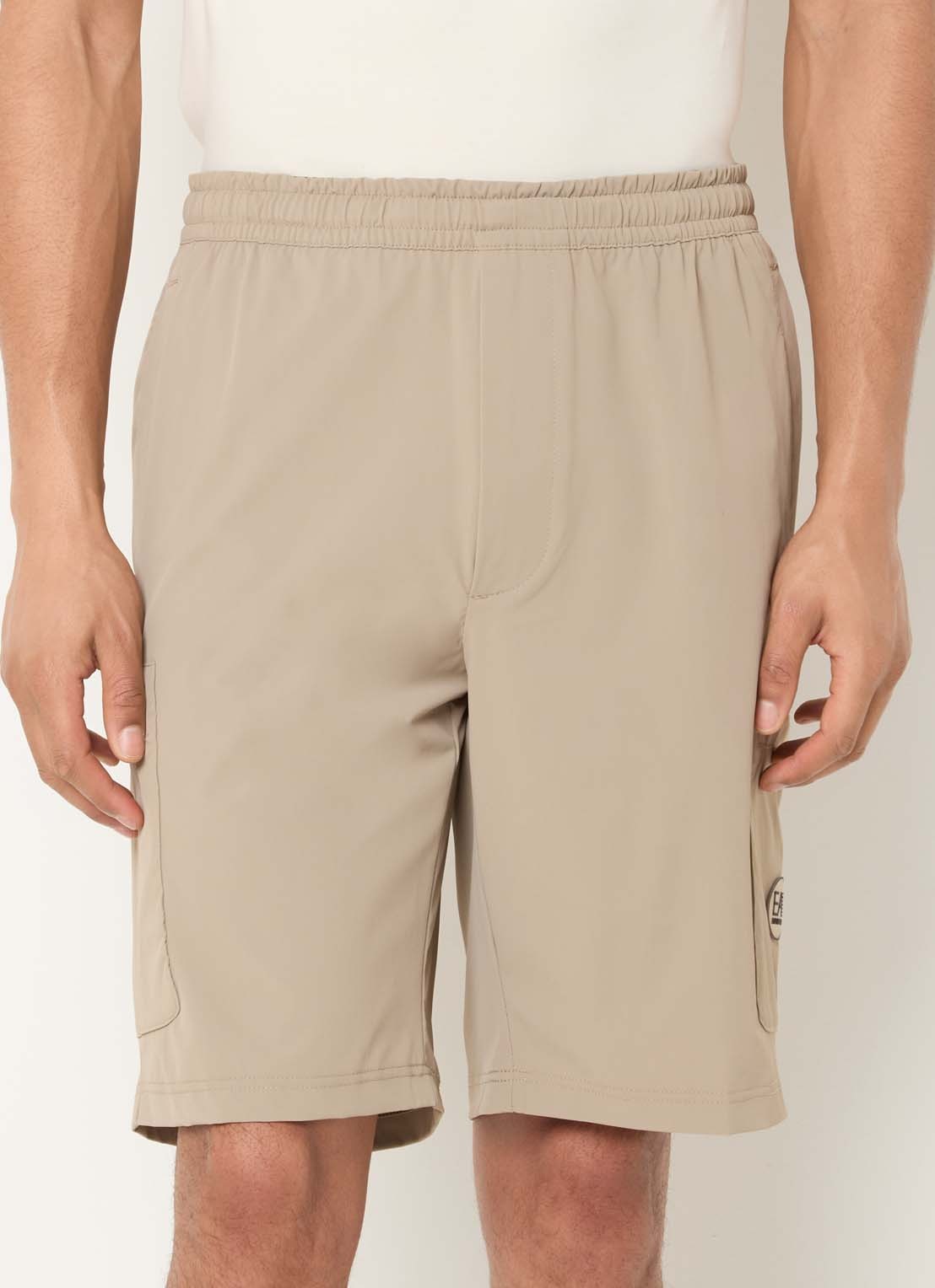 Armani Straight fit korte broek met steekzakken - detail 2 beige