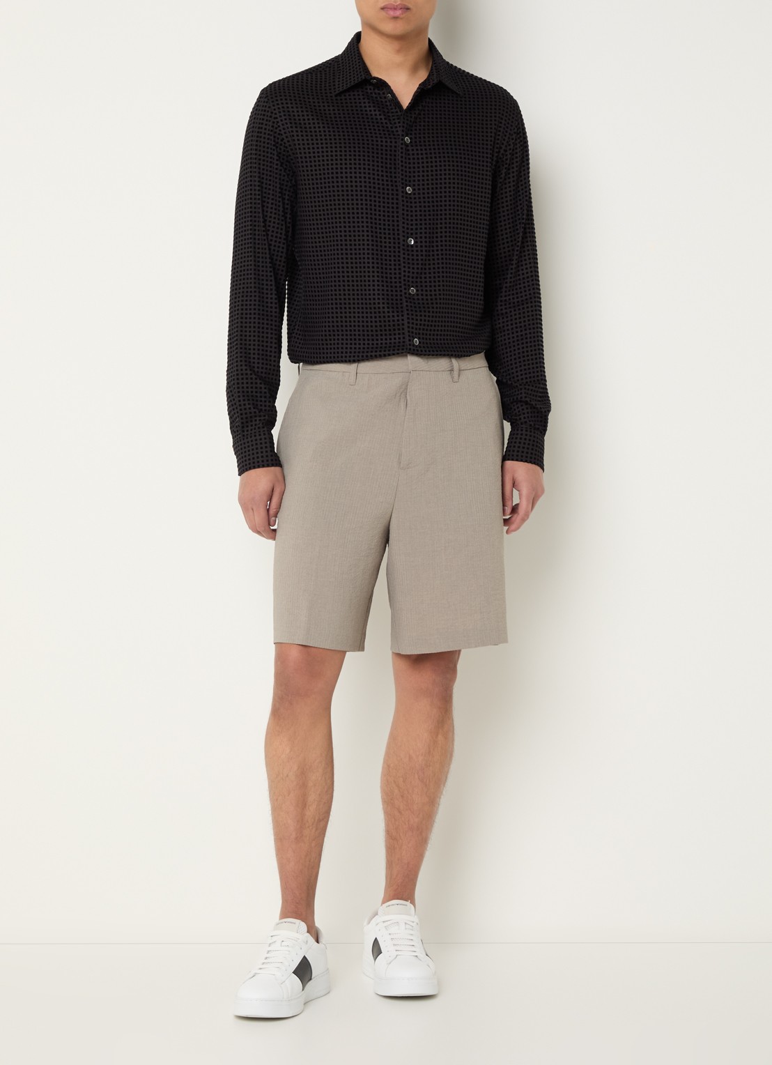 Armani Straight fit korte broek met steekzakken - voorkant 2 khaki