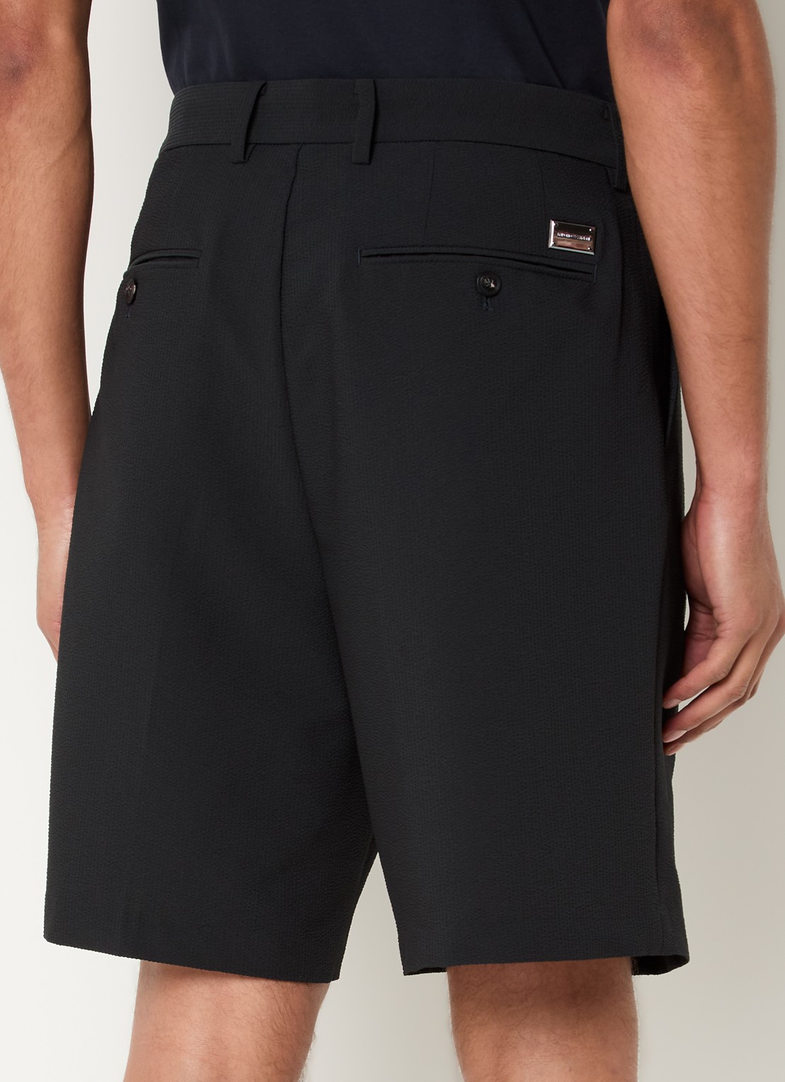 Armani Straight fit korte broek met steekzakken - achterkant 3 donkerblauw