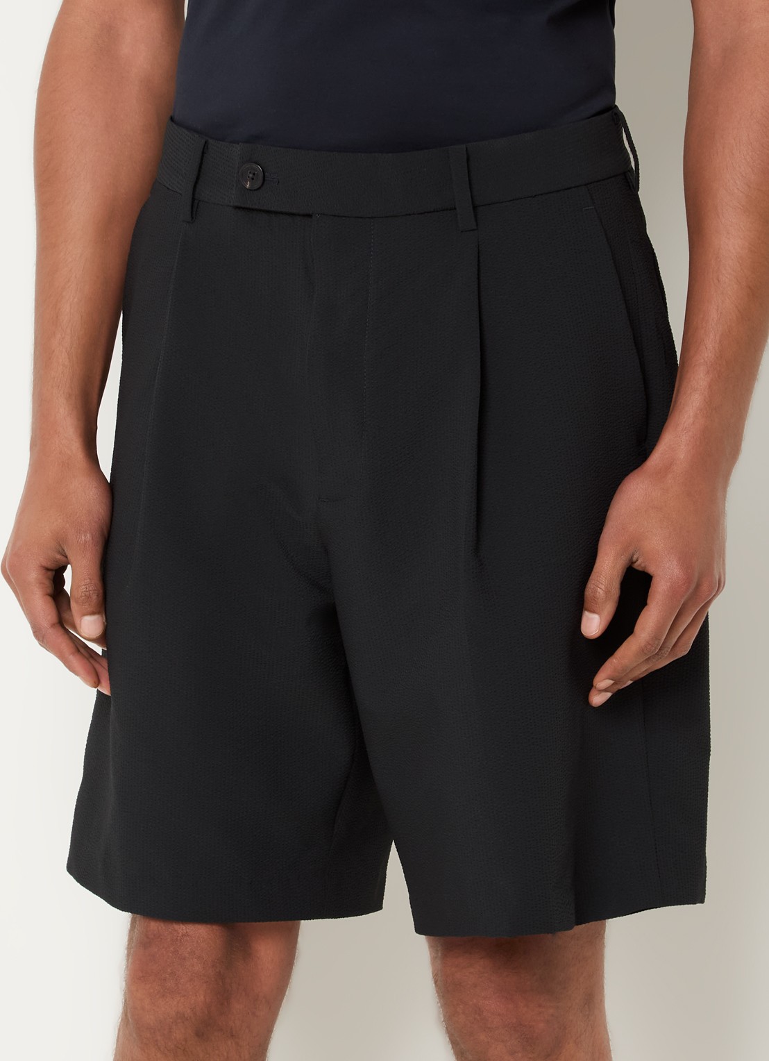 Armani Straight fit korte broek met steekzakken - detail 4 donkerblauw