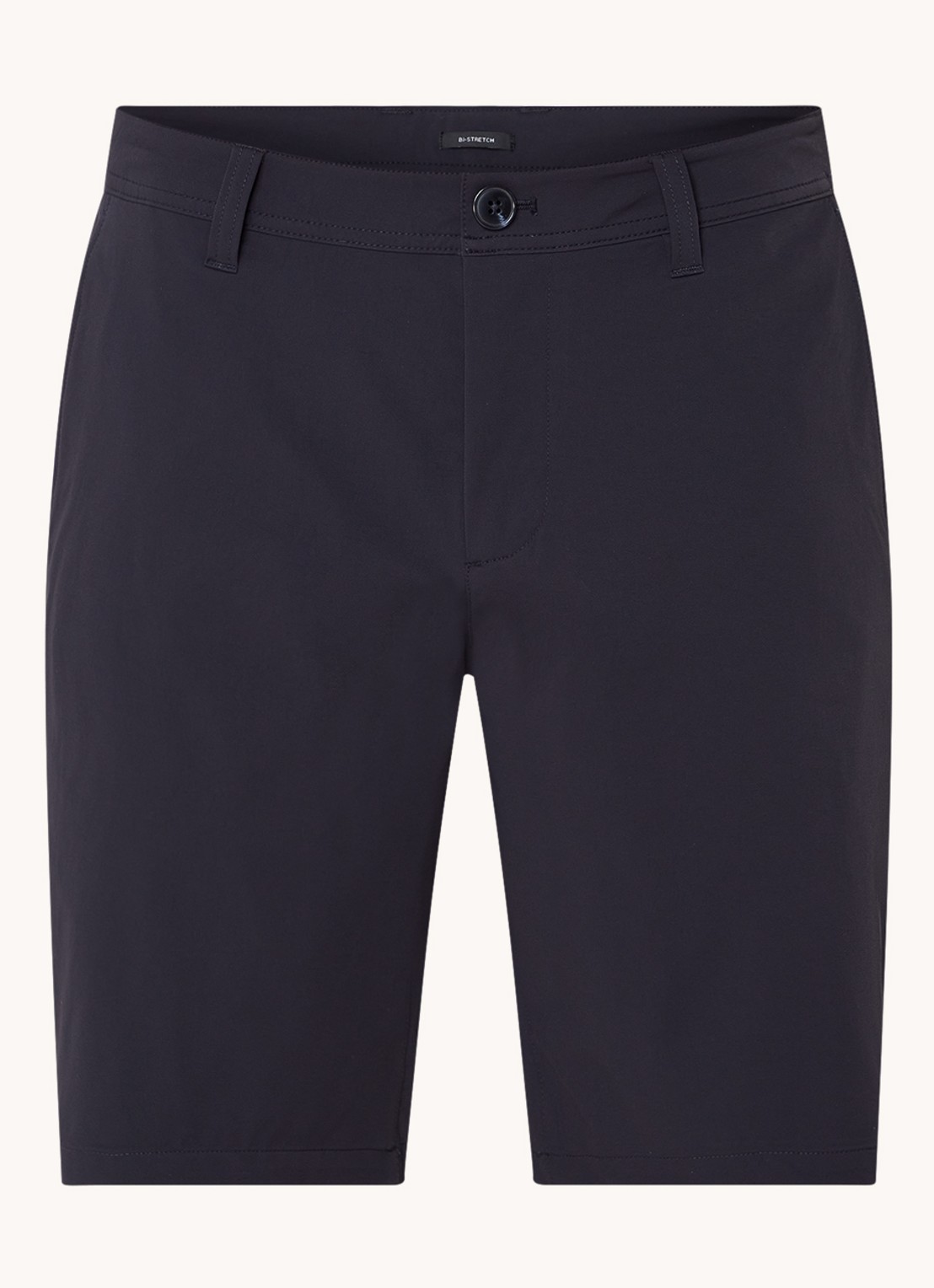 Armani Straight fit korte chino met stretch en steekzakken - voorkant donkerblauw