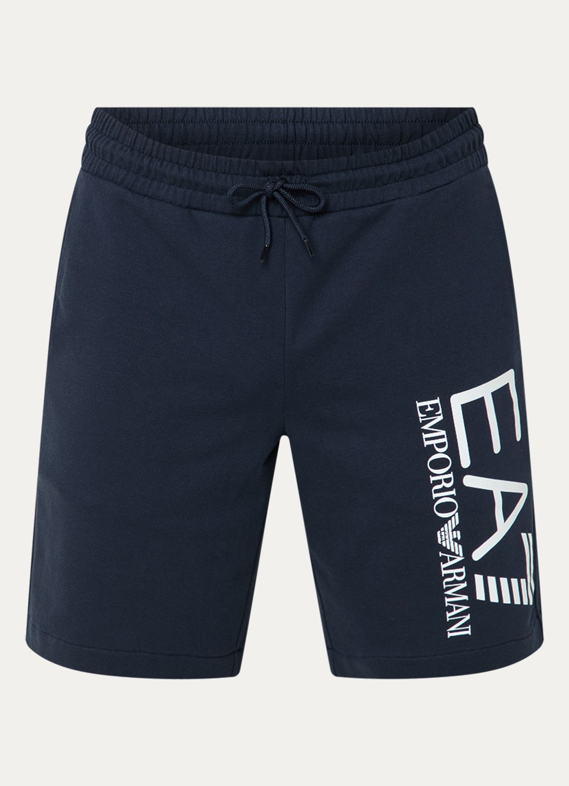 Armani Straight fit korte joggingbroek met logo en steekzakken - voorkant 3 donkerblauw
