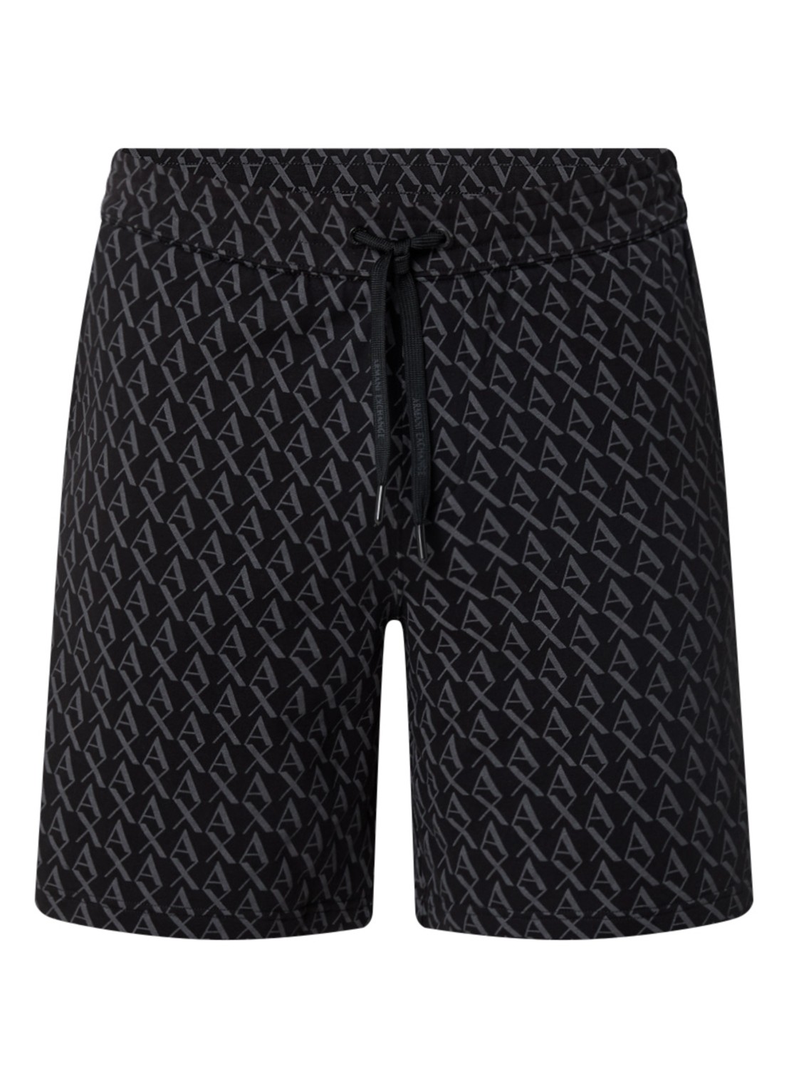 Armani Straight fit korte joggingbroek met logoprint en trekkoord - voorkant 2 zwart