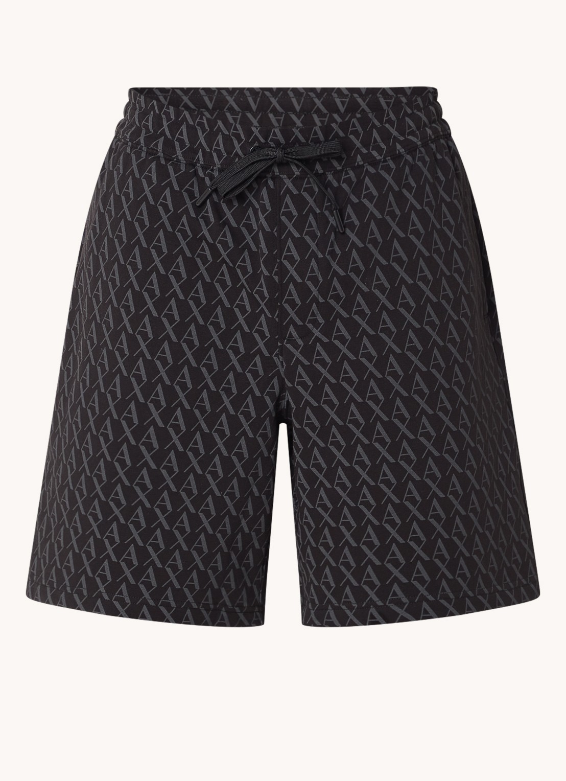 Armani Straight fit korte joggingbroek met logoprint - voorkant 3 zwart