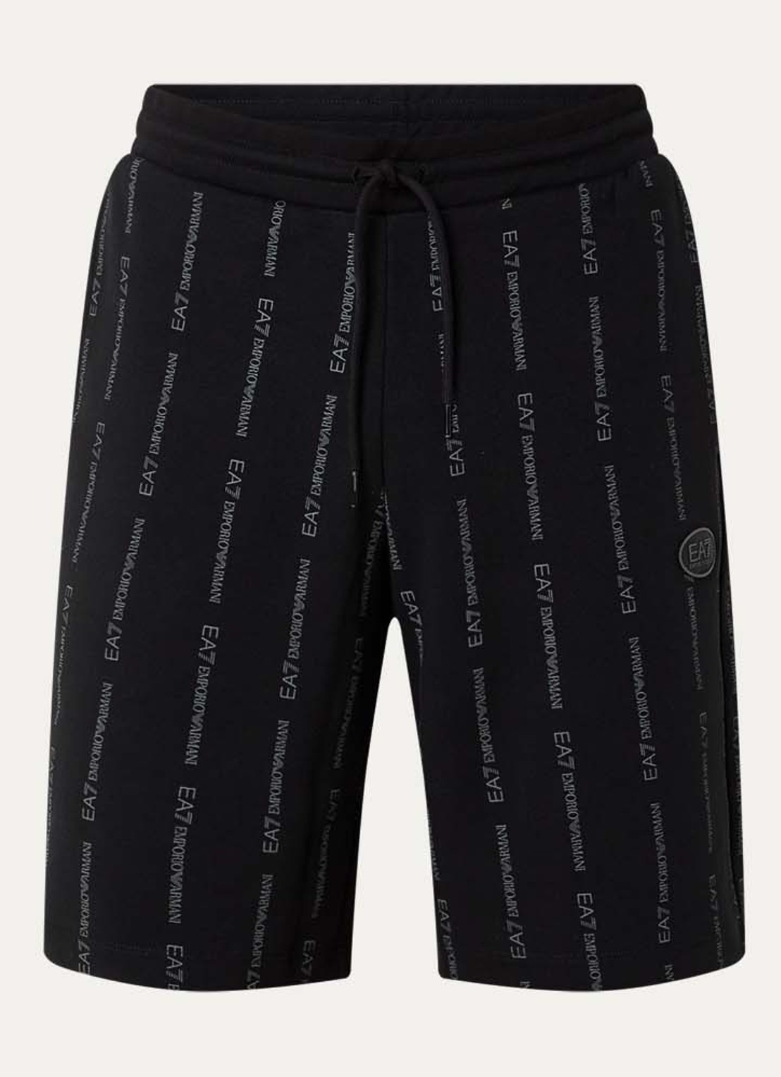 Armani Straight fit korte joggingbroek met logoprint - voorkant 2 zwart