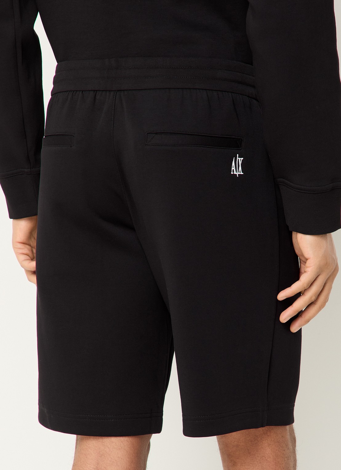 Armani Straight fit korte joggingbroek met steekzakken - achterkant zwart