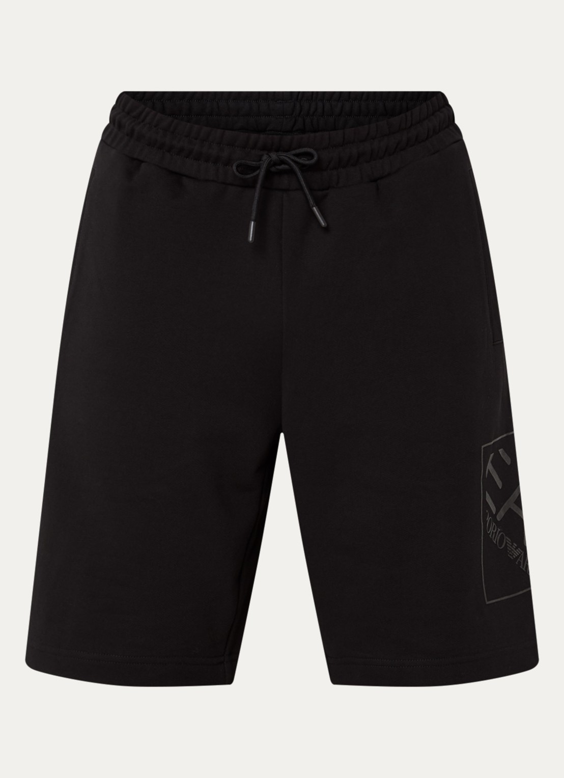 Armani Straight fit korte joggingsbroek met logo en steekzakken - voorkant 4 zwart