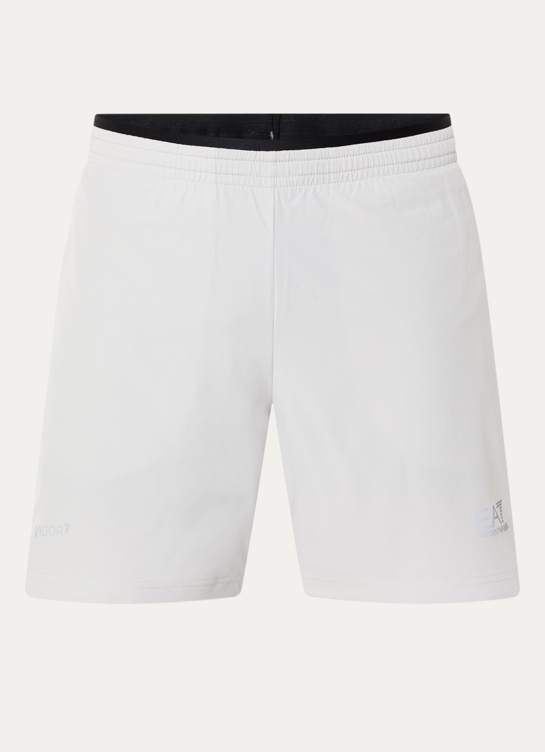 Armani Straight fit korte trainingsbroek met steekzakken - voorkant 3 lichtgrijs