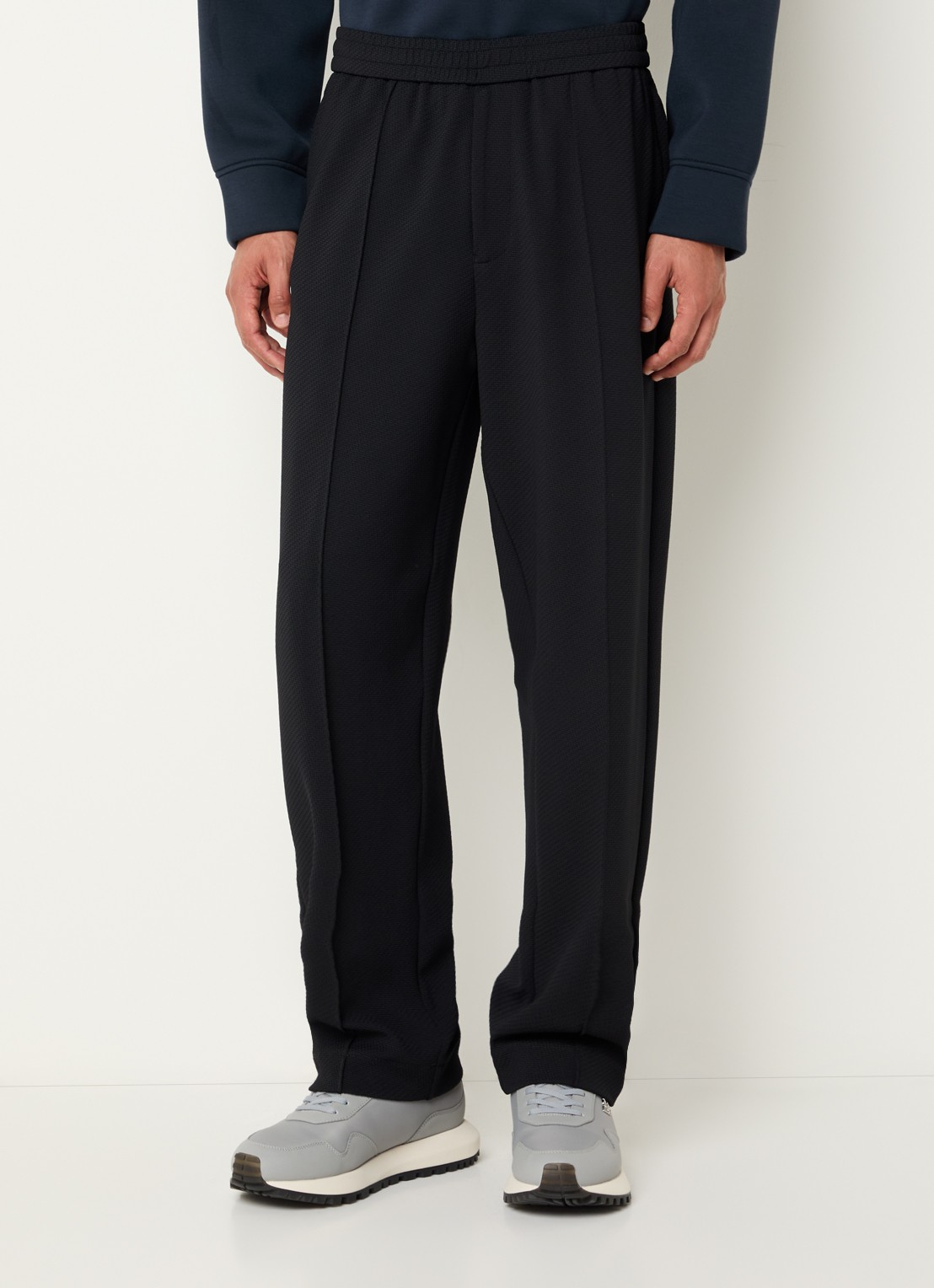 Armani Straight fit pantalon met ritszakken - detail 2 zwart