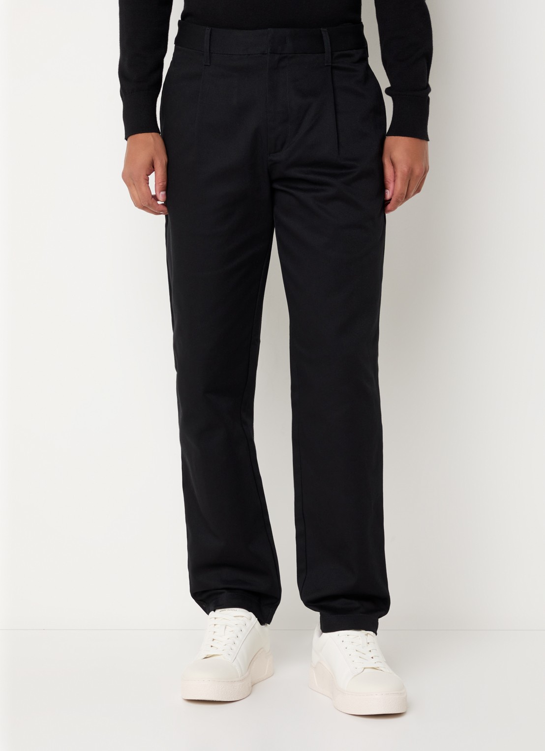 Armani Straight fit pantalon met steekzakken - detail 4 zwart