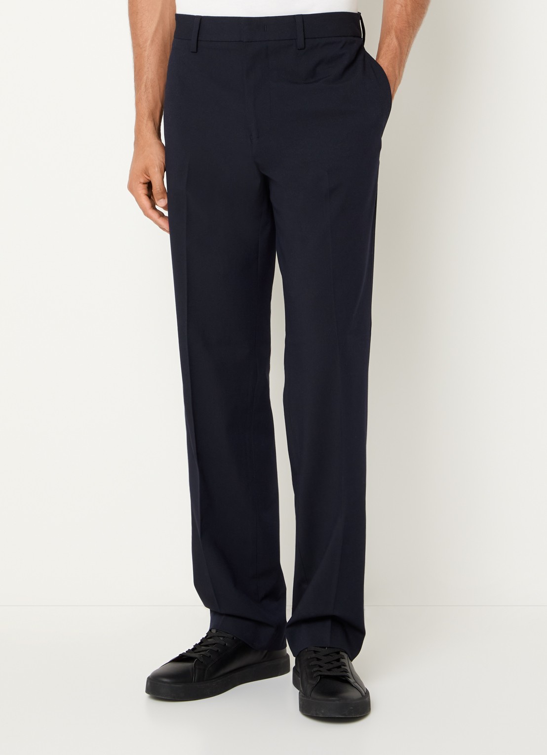 Armani Straight fit pantalon met steekzakken - detail donkerblauw