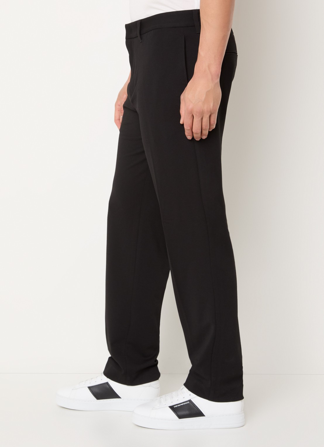 Armani Straight fit pantalon met steekzakken - detail 3 zwart