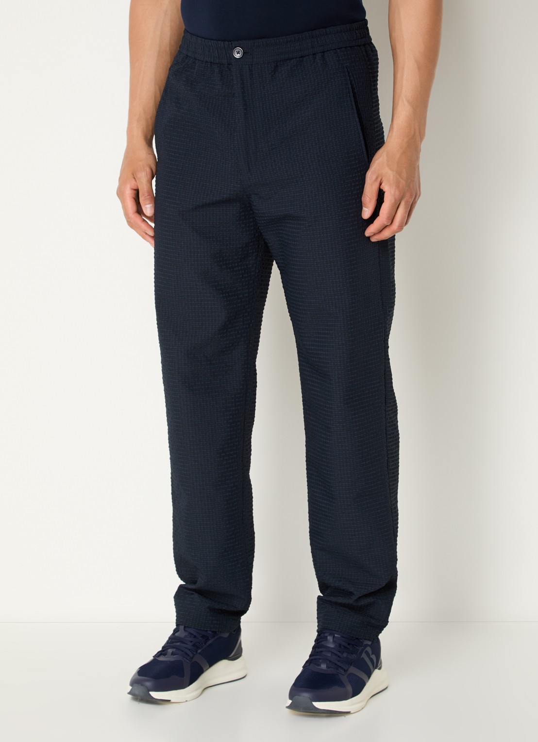 Armani Straight fit pantalon met steekzakken - detail 4 donkerblauw