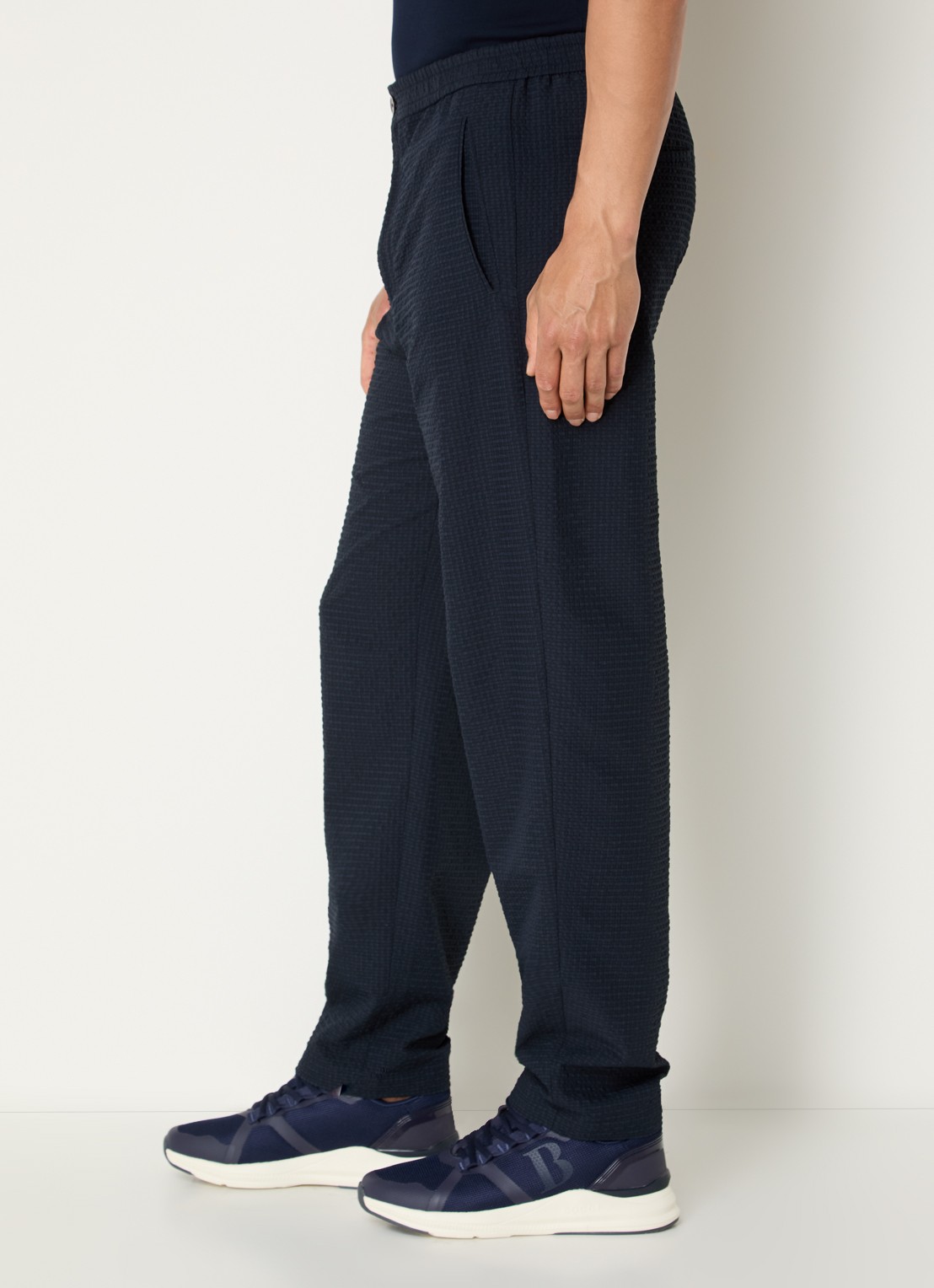 Armani Straight fit pantalon met steekzakken - detail 5 donkerblauw