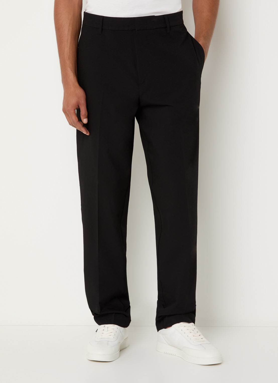 Armani Straight fit pantalon met steekzakken - detail 2 zwart