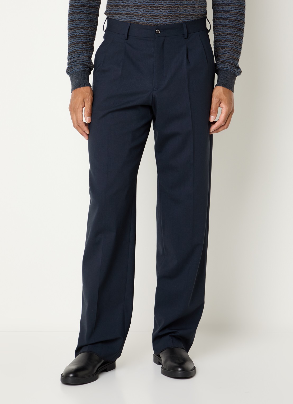 Armani Straight fit pantalon met steekzakken - detail 3 donkerblauw