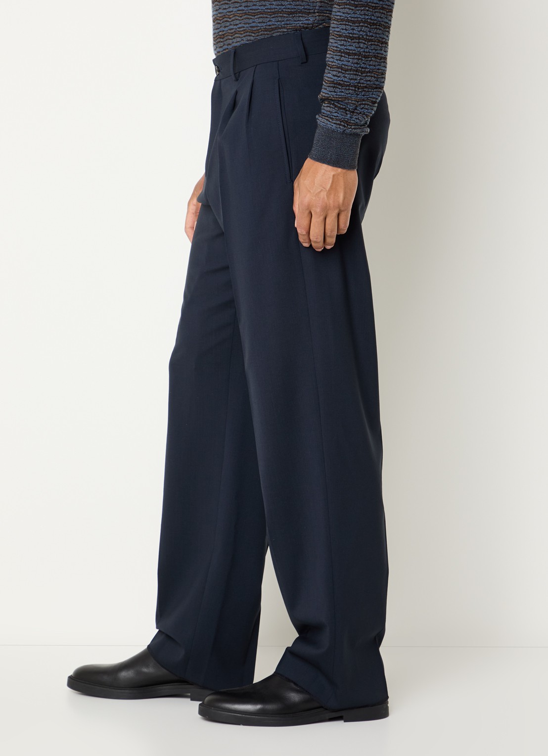 Armani Straight fit pantalon met steekzakken - detail 4 donkerblauw