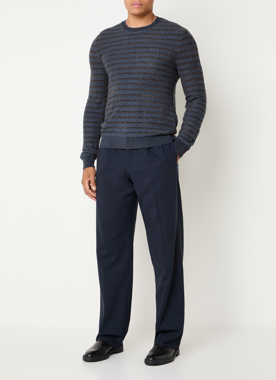 Armani Straight fit pantalon met steekzakken - voorkant 2 donkerblauw