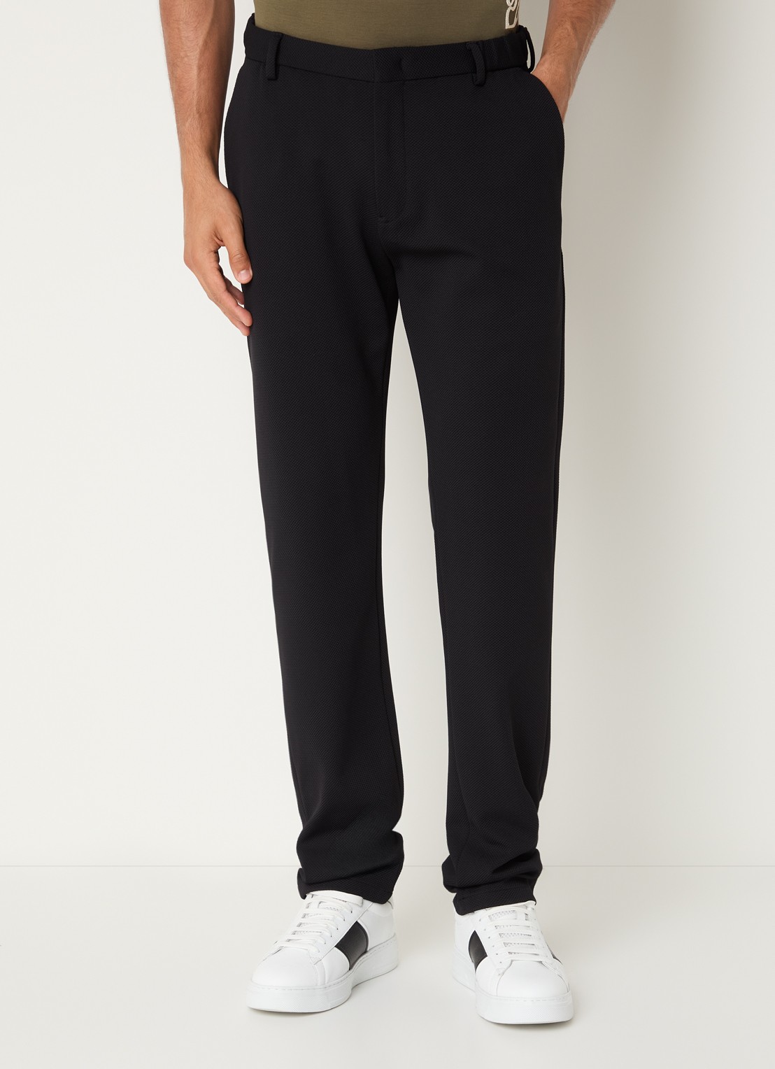 Armani Straight fit pantalon met steekzakken - detail 3 zwart