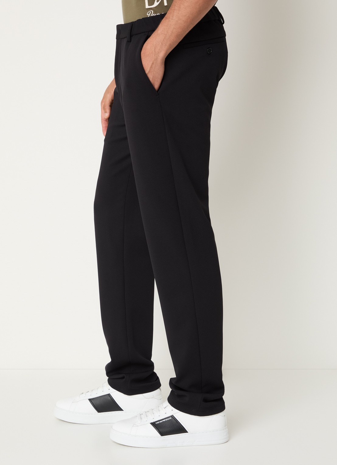 Armani Straight fit pantalon met steekzakken - detail 4 zwart