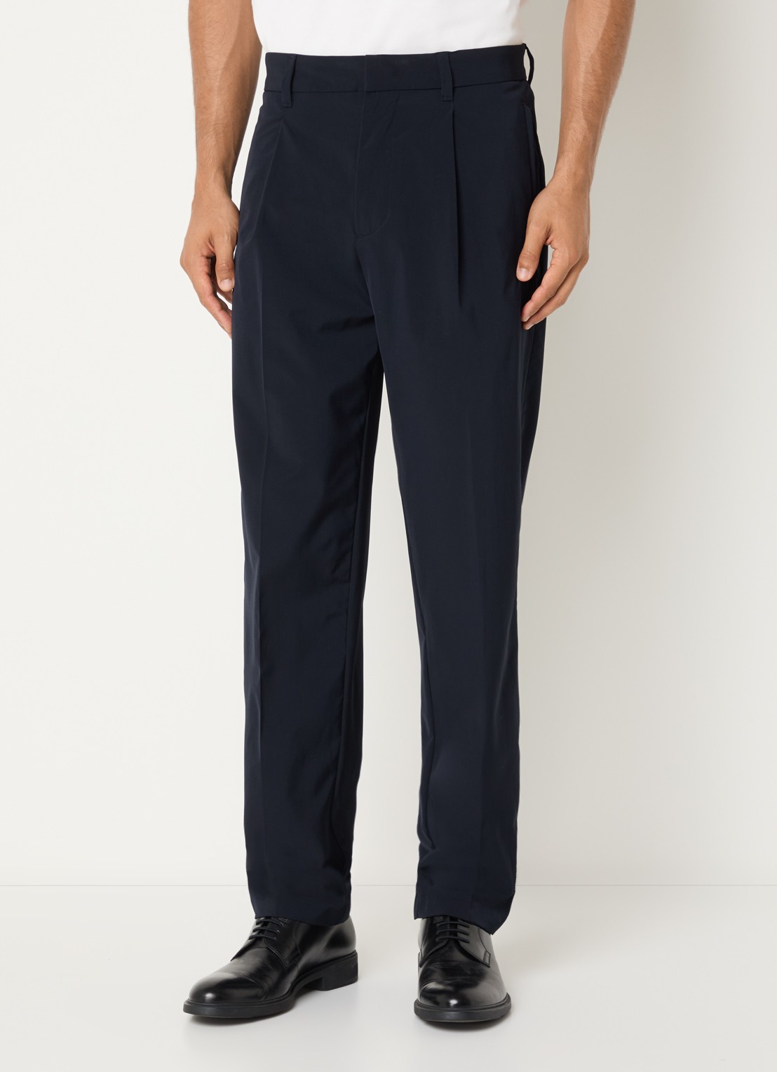 Armani Straight fit pantalon met steekzakken - detail 4 donkerblauw