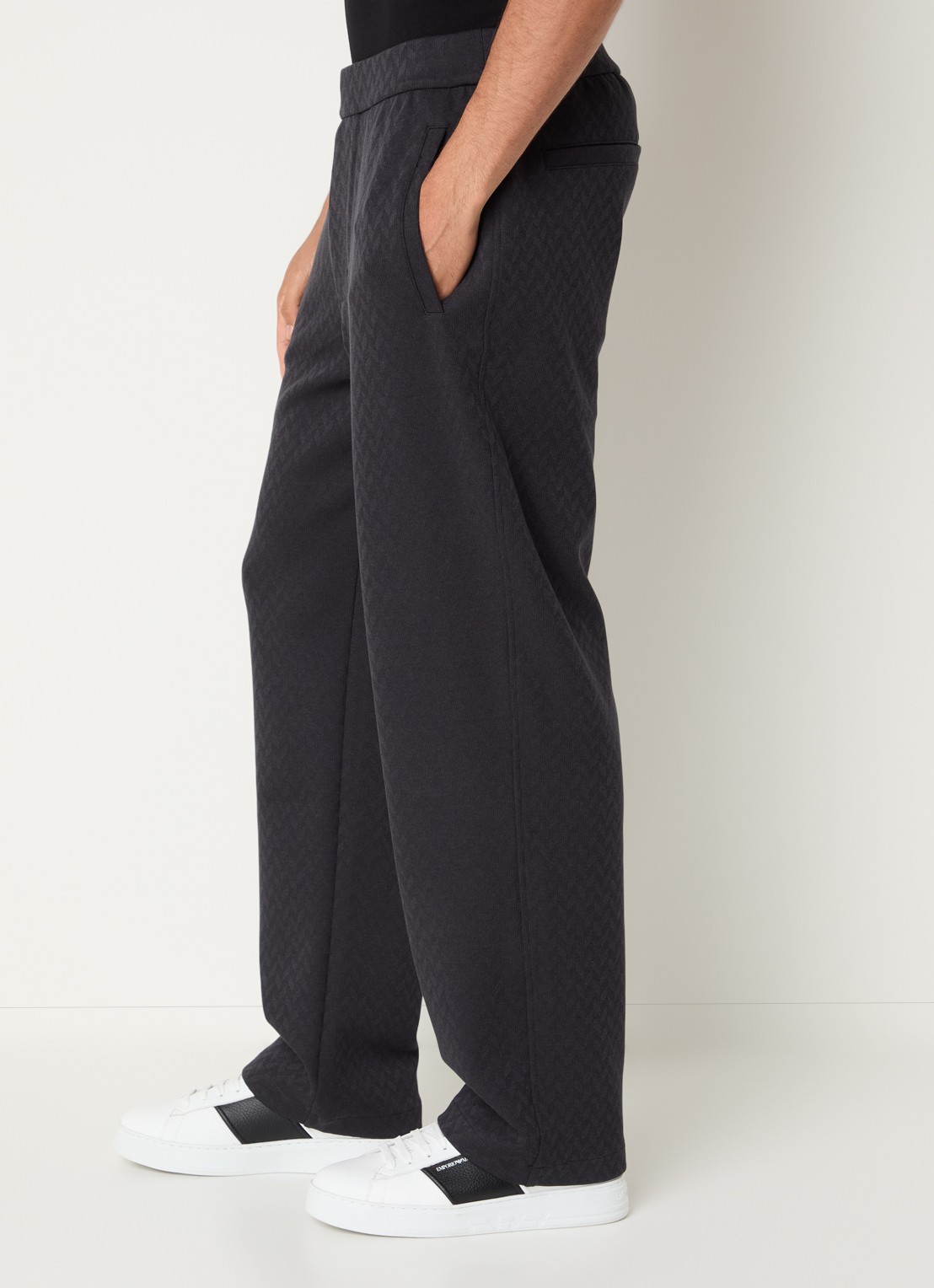 Armani Straight fit pantalon met steekzakken - detail 4 donkerblauw