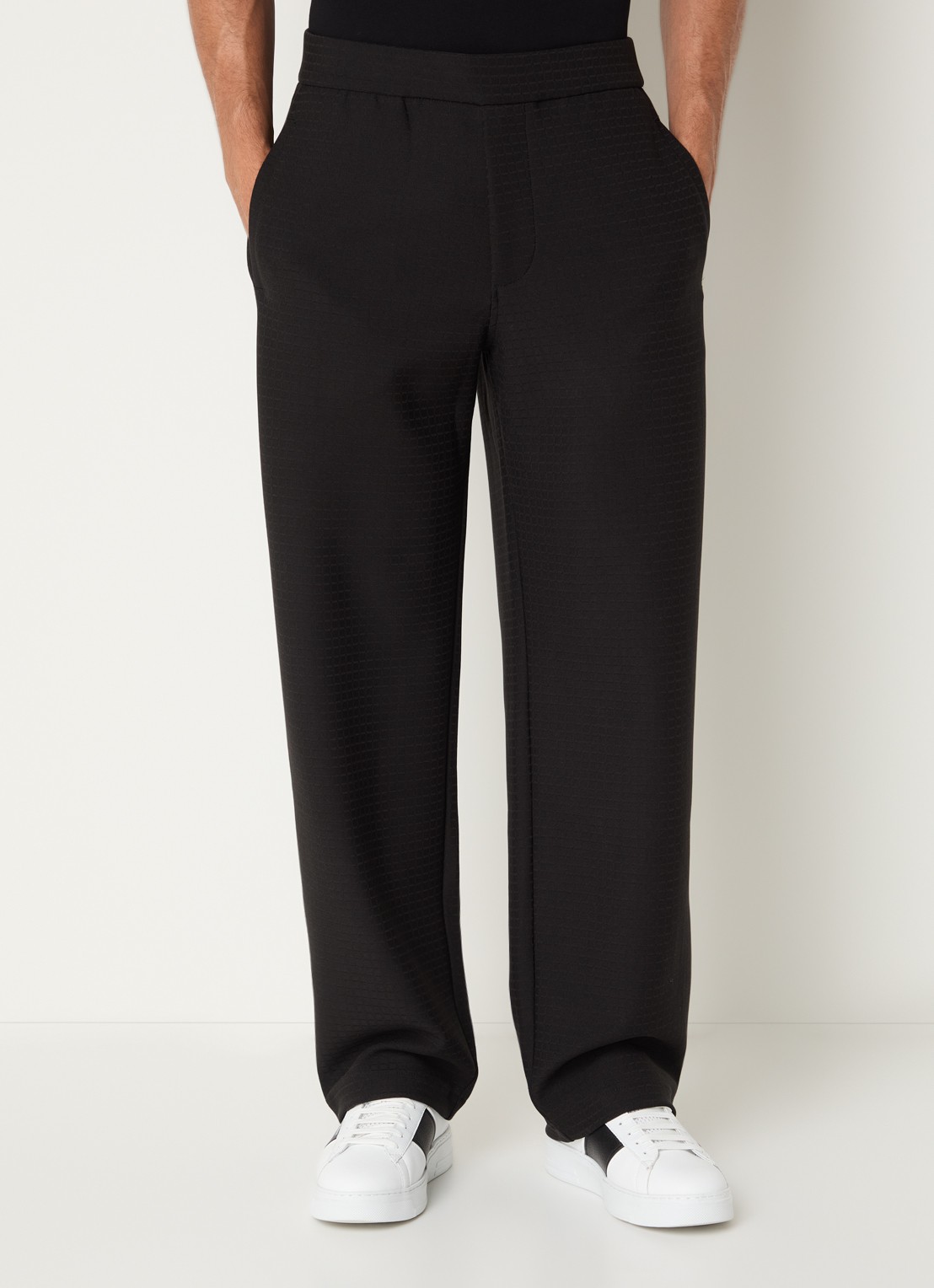 Armani Straight fit pantalon met steekzakken - detail 3 zwart