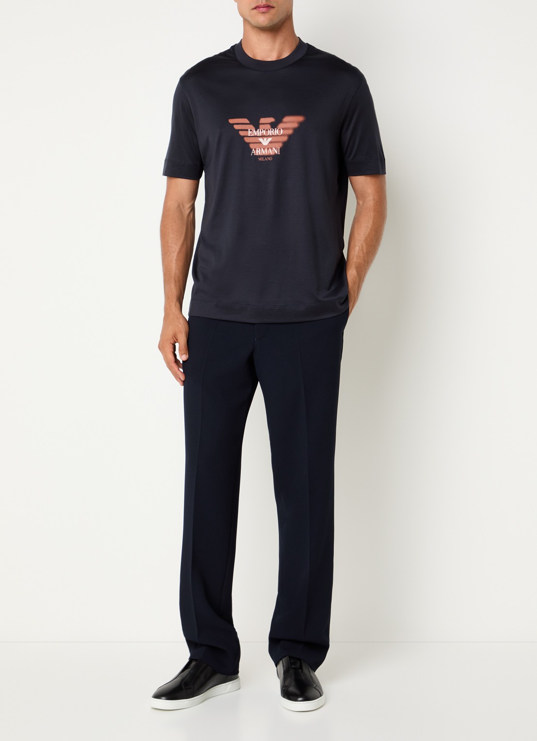 Armani Straight fit pantalon met structuur - voorkant 4 antraciet