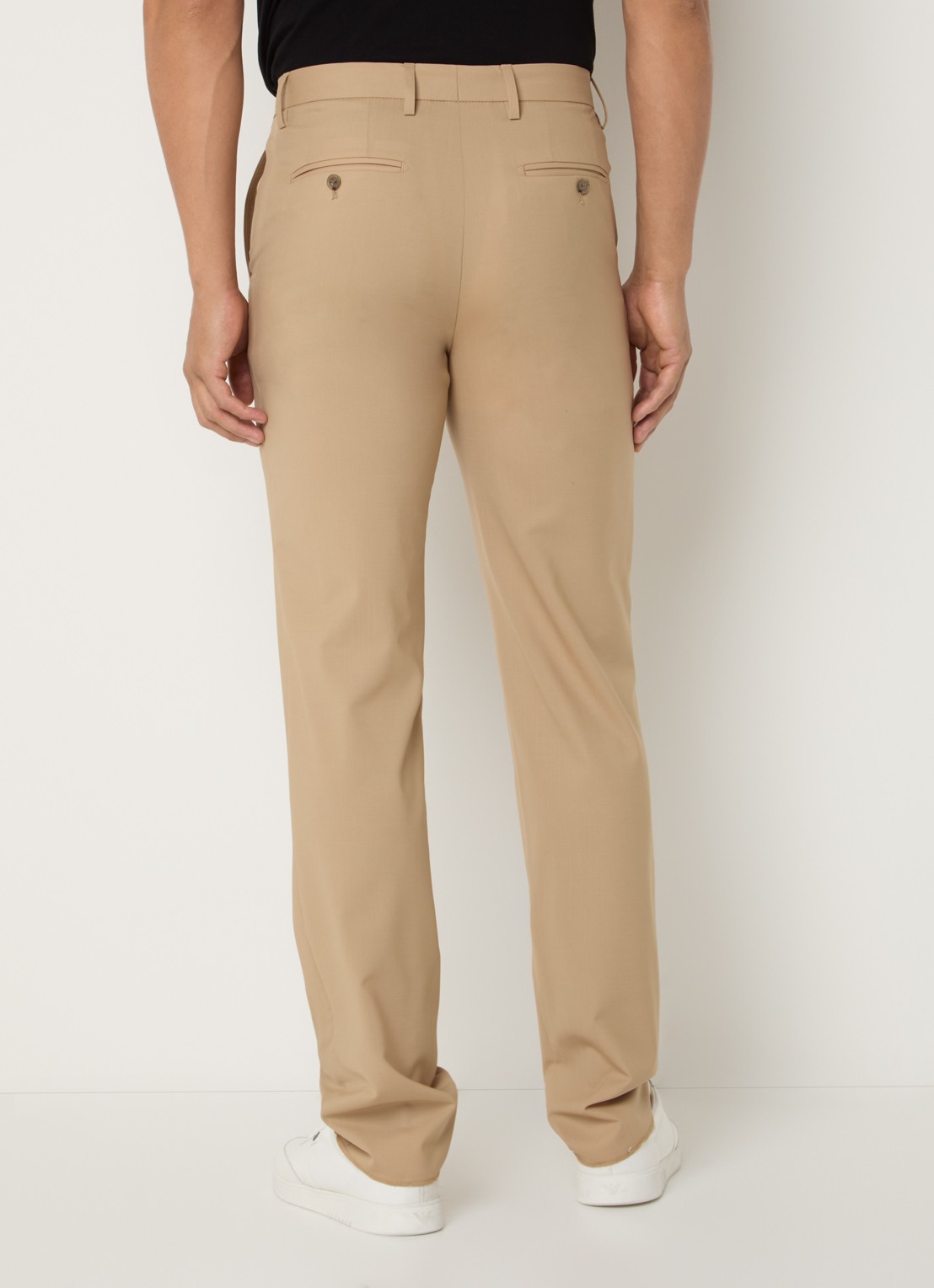 Armani Straight fit pantalon van scheerwol met steekzakken - achterkant 5 beige