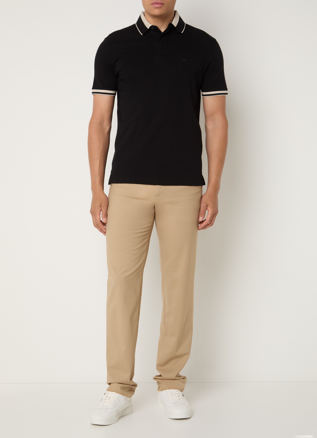 Armani Straight fit pantalon van scheerwol met steekzakken - voorkant 2 beige