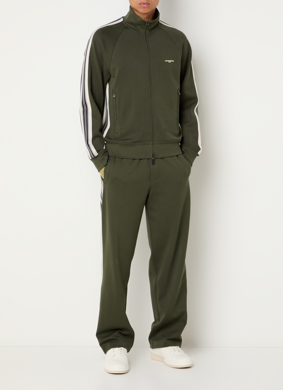 Armani Straight fit trackpants met steekzakken - voorkant 2 olijfgroen
