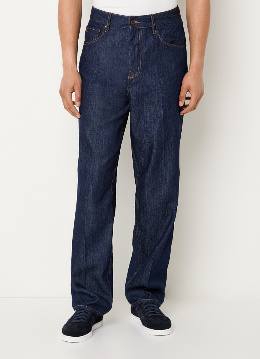Armani Straight leg jeans met donkere wassing - detail donkerblauw