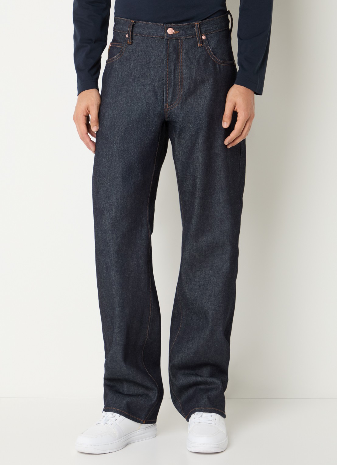 Armani Straight leg jeans met donkere wassing - detail 4 indigo