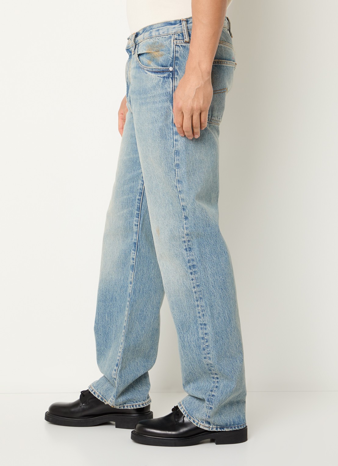 Armani Straight leg jeans met donkere wassing - detail 2 lichtblauw